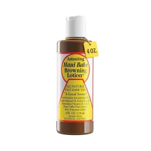 Maui Babe Browning Lotion – Natural Hawaiian Tan Accelerator with Vitamins & Antioxidants- 4 fl oz