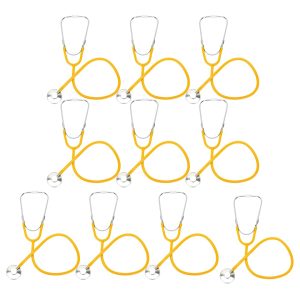 medsource Med Source Single-Head Stethoscope With 22-Inch Yellow Tubing And Aluminum Chestpiece, 10 Pack