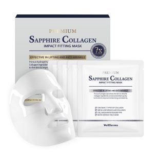 WELLDERMA Sapphire Collagen Impact Hydrogel Fitting Mask, 25 G X 4 Sheets
