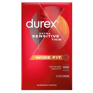 Durex Extra Sensitive Lubricated Ultra Thin Latex Condoms, 12 Count