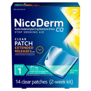 Nico Derm CQ Step 1 Nicotine Patches To Quit Smoking, 14 Count
