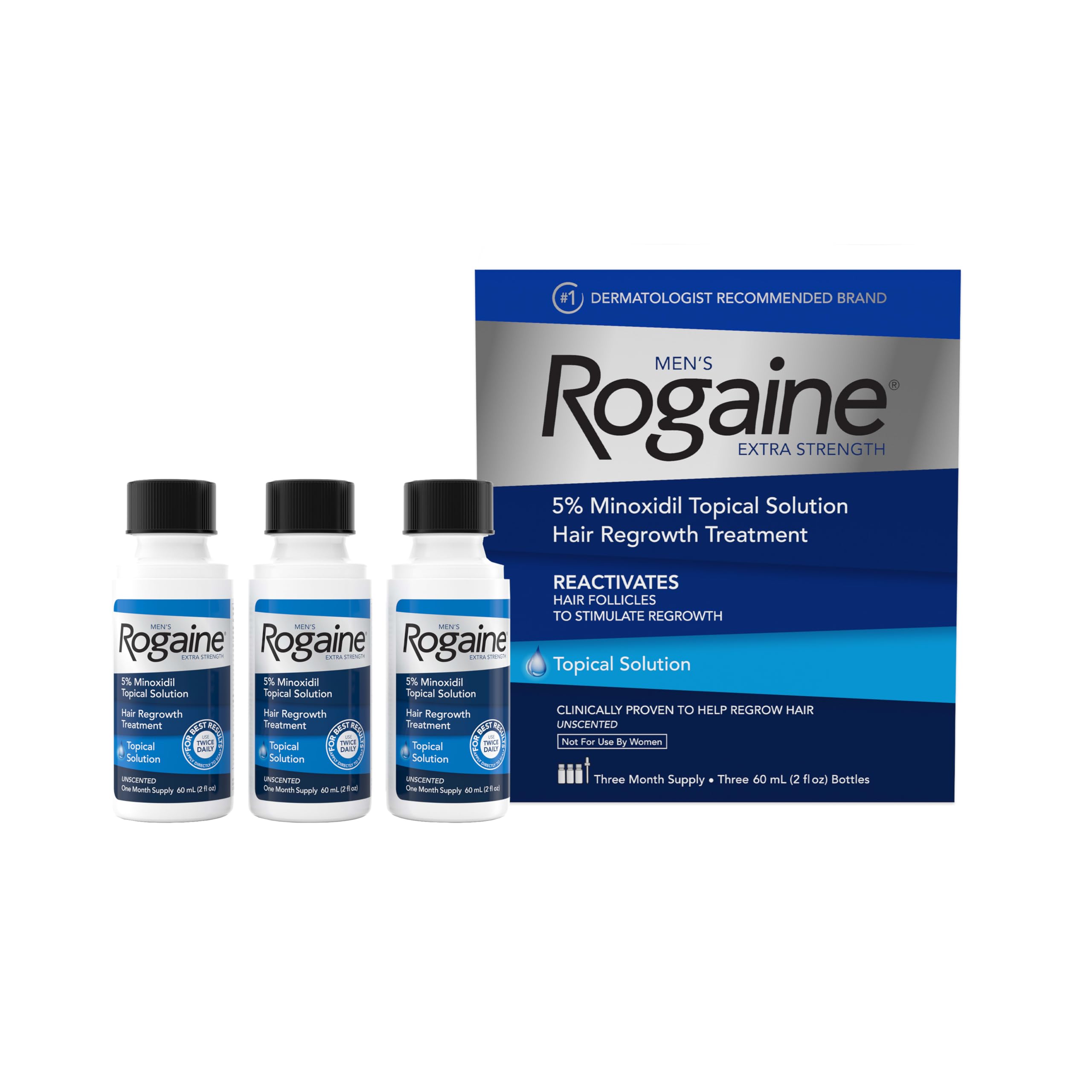 Rogaine Men's Rogaine Extra Strength 5% Minoxidil Topical Solution, 3 X 2, 2 fl oz, 3 X 2 1 Rogaine Men's Rogaine Extra Strength 5% Minoxidil Topical Solution