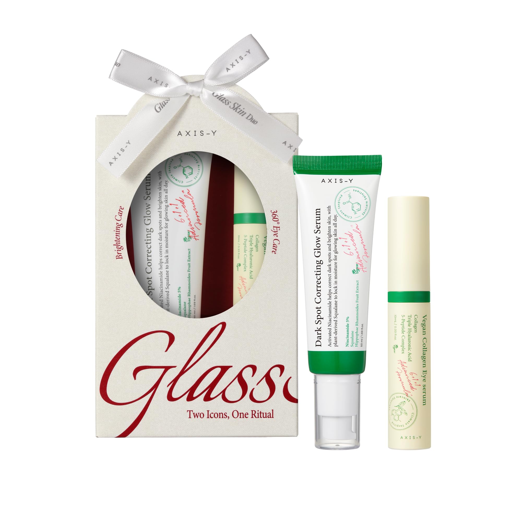 AXIS-Y Glass Skin Duo Korean Skin Care Set Of Vegan Eye Serum & Glow Serum 1 AXIS-Y Glass Skin Duo Korean Skin Care Set Of Vegan Eye Serum