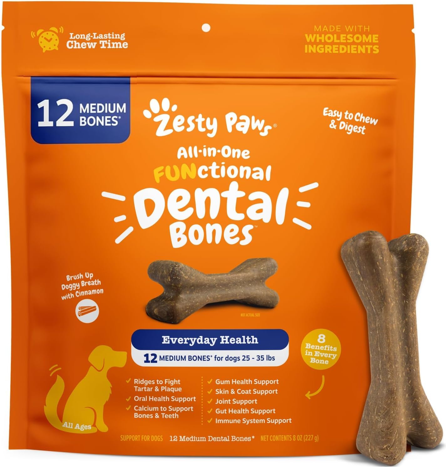 Zesty Paws Dental Dog Bones For Medium Dogs, 12 ct 1 Zesty Paws Dental Dog Bones For Medium Dogs, 12 ct
