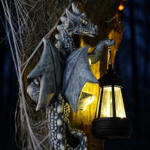 Goodeco Dragon Tree Hugger Solar Lantern Garden Statue