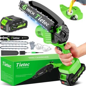 tietoc Chainsaw 6 Inch Mini Electric Chainsaw Cordless Battery Powered