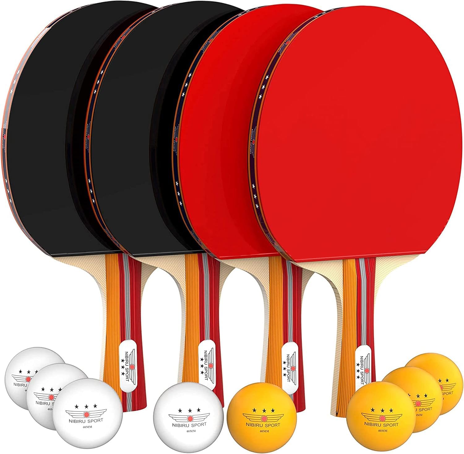 NIBIRU SPORT Ping Pong Paddle Set Of 4 With 8 Balls & Carry Case For Table Tennis 1 NIBIRU SPORT Ping Pong Paddle Set Of 4 With 8 Balls & Carry