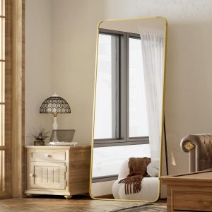 BEAUTYPEAK 65″ X 24″ Rounded Corner Full Length Mirror With Stand