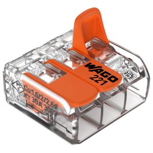 WAGO 221-613 Lever-Nuts 10 AWG 3 Conductor Compact Wire Connectors 30 PK