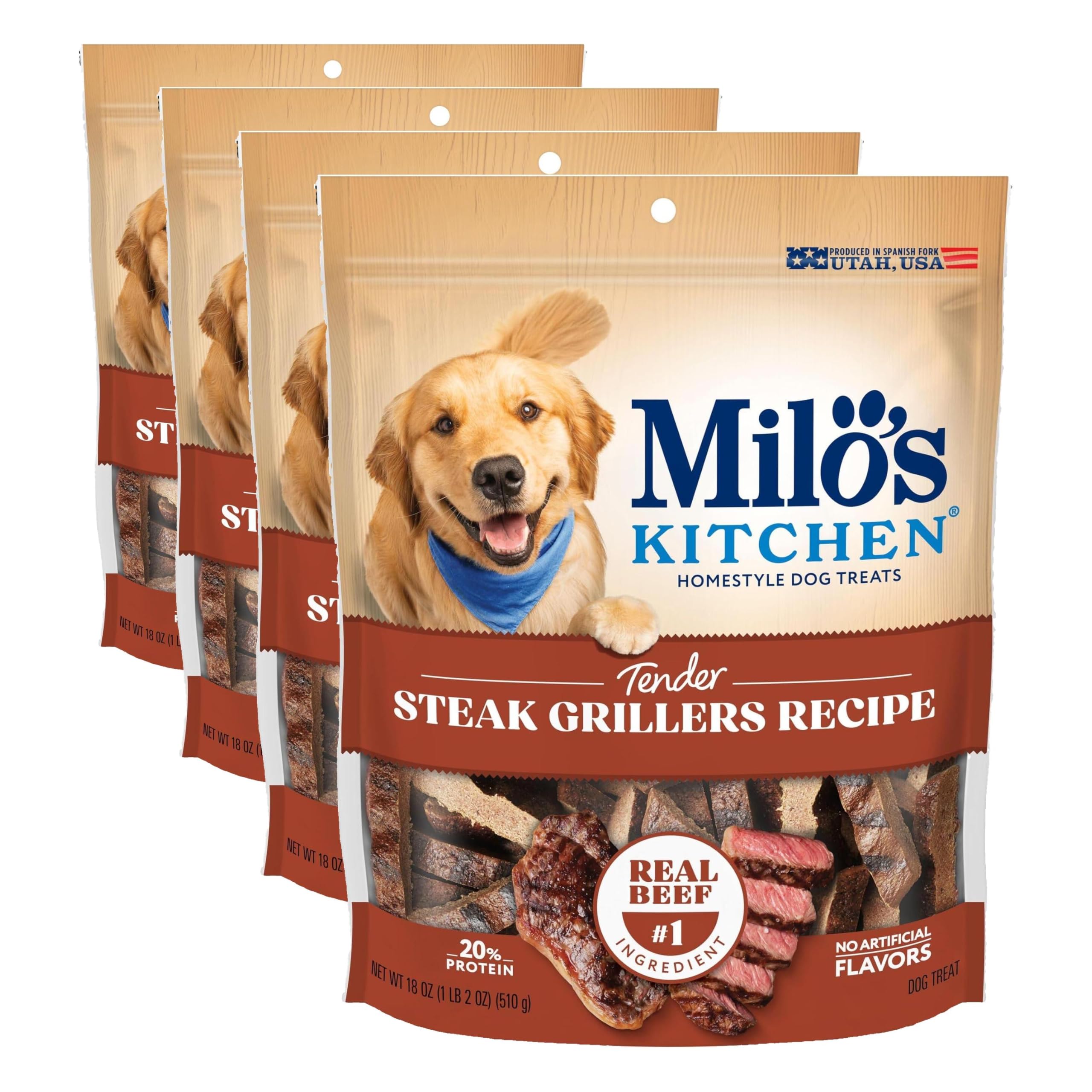 Milo's Kitchen Steak Grillers Recipe Dog Treats, 18 oz. Bag (Pack Of, 18 oz, Pack Of 4 1 Milo's Kitchen Steak Grillers Recipe Dog Treats, 18 oz. Bag