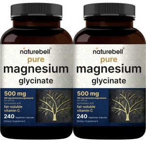 Nature Bell Pure Magnesium Glycinate 500 Mg Per Serving, 2 Pack