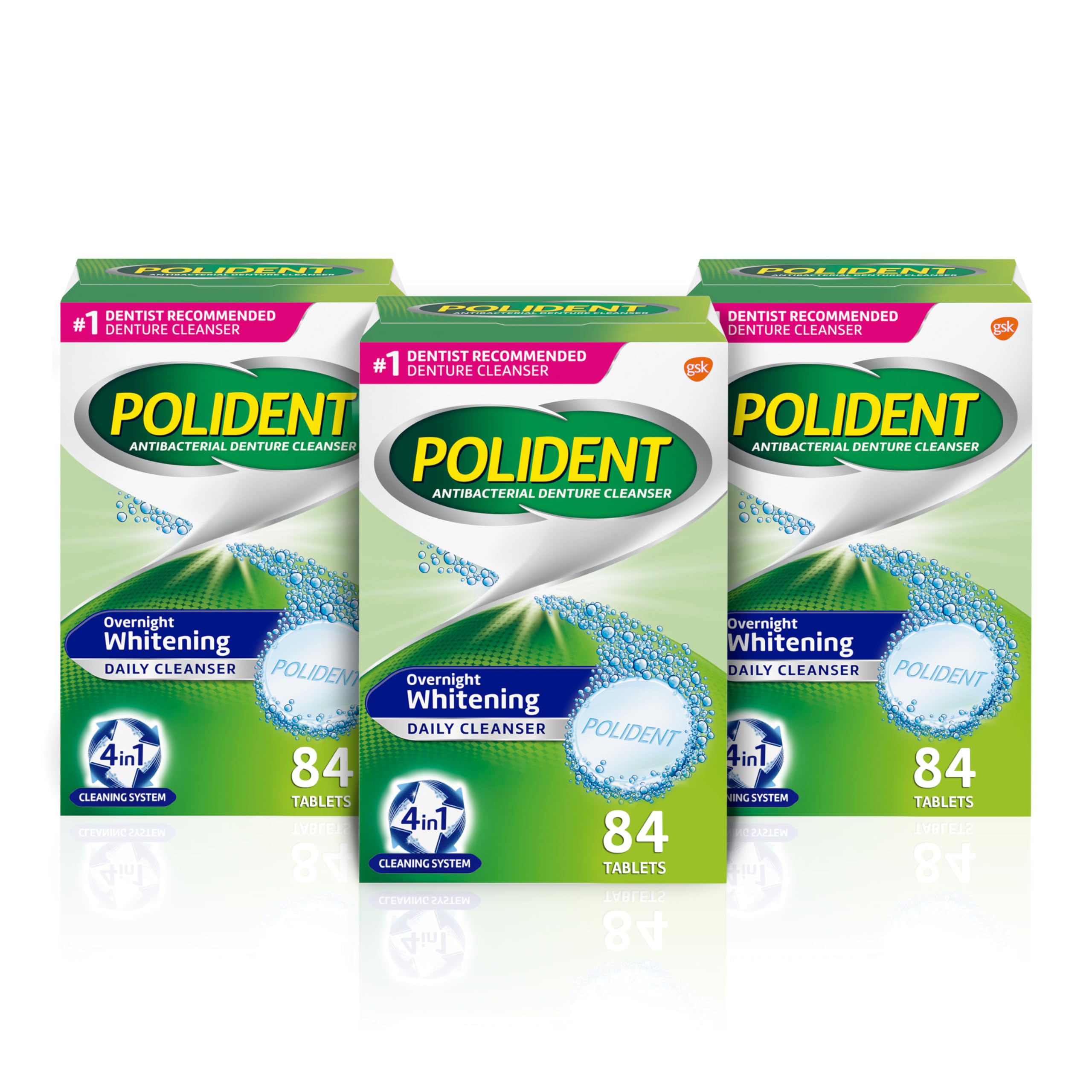 Polident Overnight Whitening Denture Cleanser Tablets, 84 Count, Pack Of 3 1 Polident Overnight Whitening Denture Cleanser Tablets, 84 Count