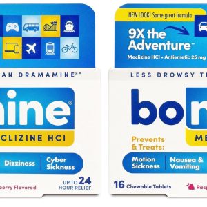 Bonine Non-Drowsy For Motion Sickness Relief, Travel-Sized 16 ct (Packaging May Vary), 16 ct, Pack Of 2