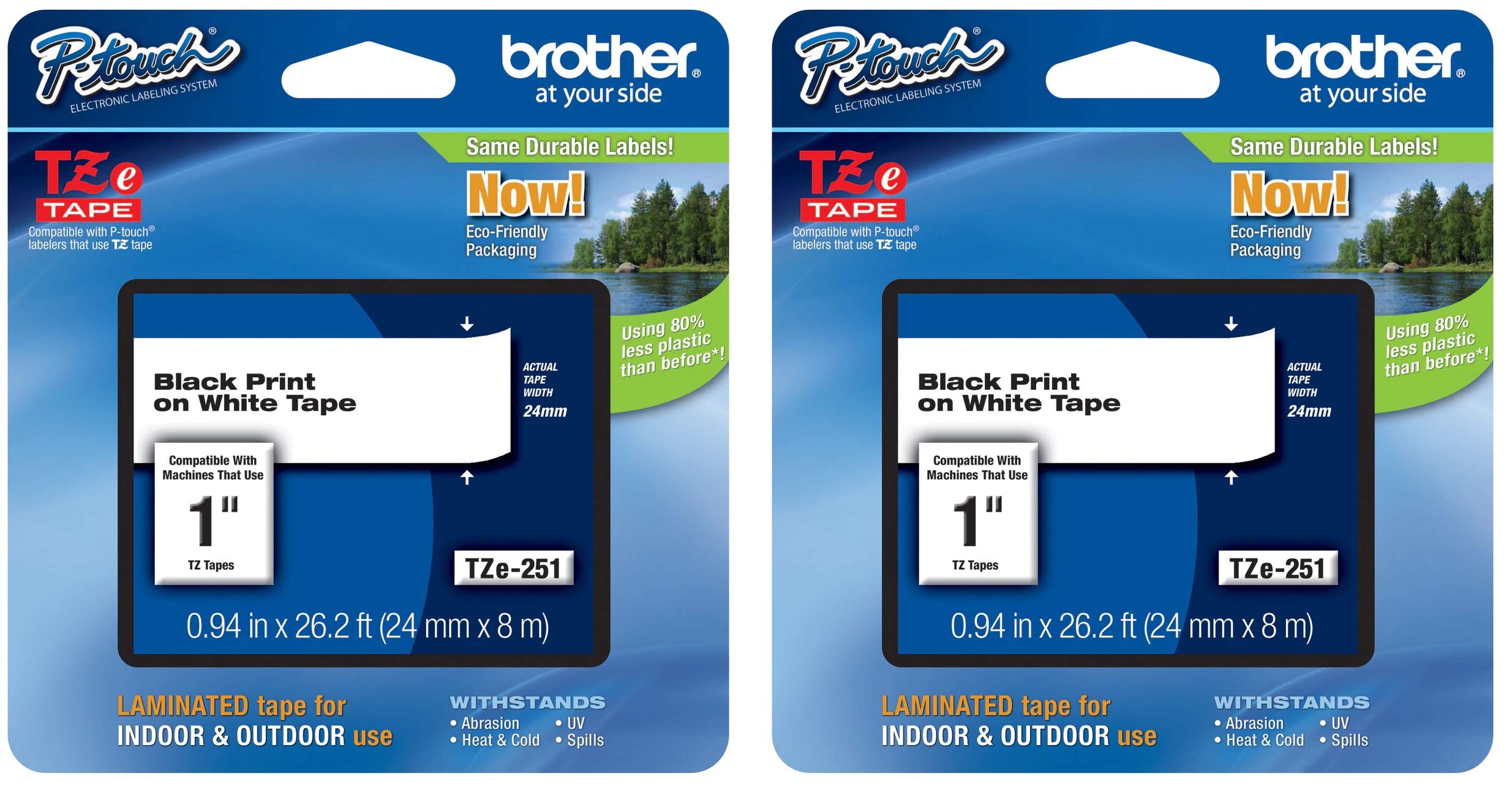 Brother Genuine P-Touch 2-Pack TZe-251 Laminated Tape, 26.2 Ft 1 Brother Genuine P-Touch 2-Pack TZe-251 Laminated Tape, 26.2 Ft