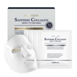 WELLDERMA Sapphire Collagen Impact Hydrogel Fitting Mask, 25 G X 4 Sheets