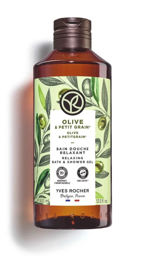 Yves Rocher Olive And Petitgrain Relaxing Bath And Shower Body Gel, 400 mL, 13.5 fl oz