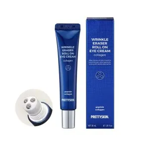 PRETTYSKIN Roll On Eye Cream With Hydrolyzed Collagen And Stainless Steel Ball, 30 mL, 1.01 fl oz