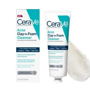 Cera Ve Clay To Foam Acne Face Wash, 4 oz