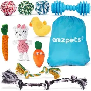 AMZpets' 10-Piece Variety Dog Toy Set For Small Dogs & Puppies: