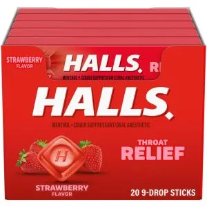 HALLS Throat Relief Strawberry Cough Drops, 180 ct
