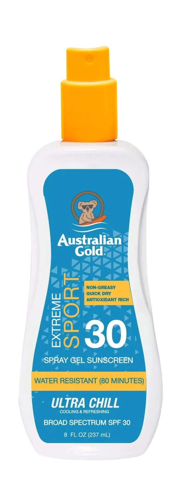Australian Gold Extreme Sport Spray Gel Sunscreen SPF 30, 8 Ounce