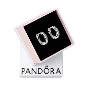 PANDORA Pavé Heart Hoop Earrings