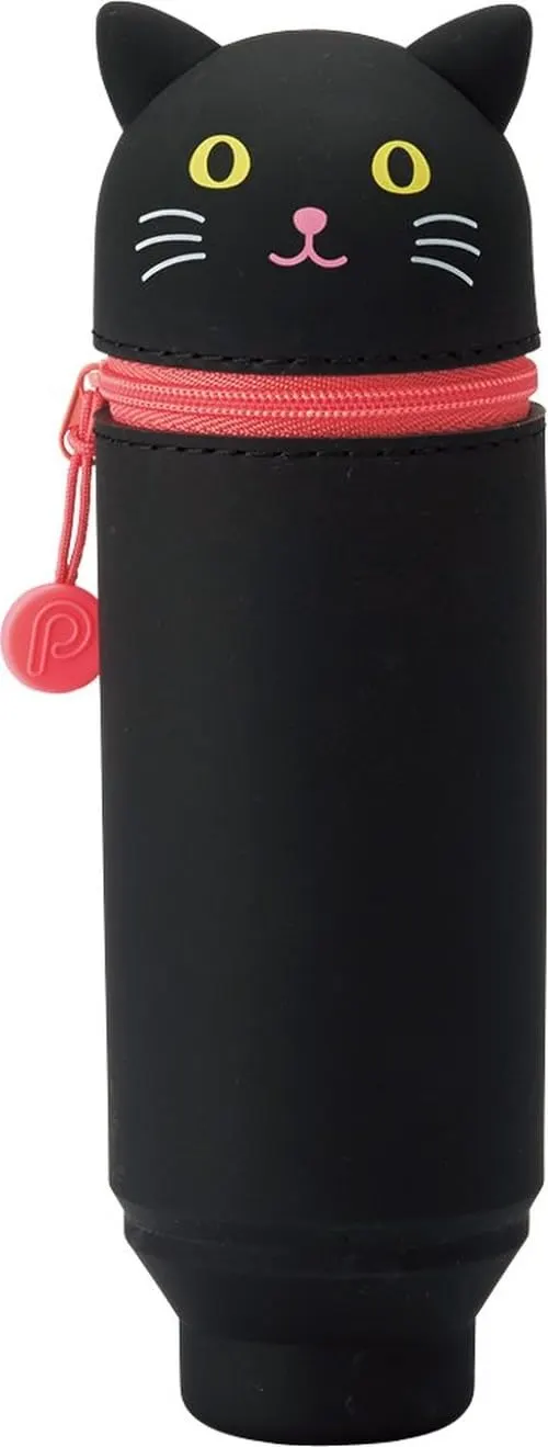 LIHIT LAB Kawaii Japanese Black Cat Stand Up Pencil Case For