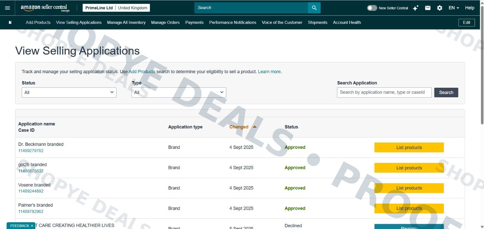 Approved brand selling application examples